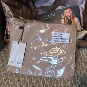 NWT Jules Kae Zipper Pouch In Blush Vegan Leather